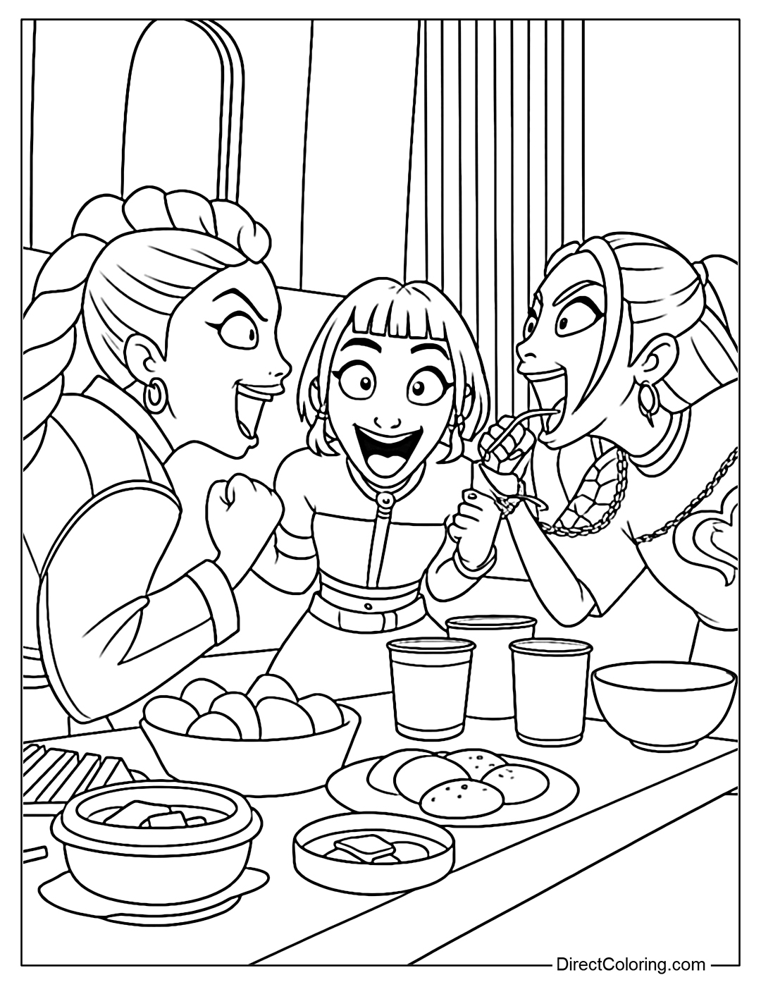 Girls' Night in Kpop Demon Hunters Coloring Page Free